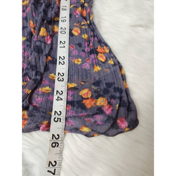 Free People Womens Blouse Multicolor Floral Sleeveless Drape Neck Textured S - Picture 4 of 6